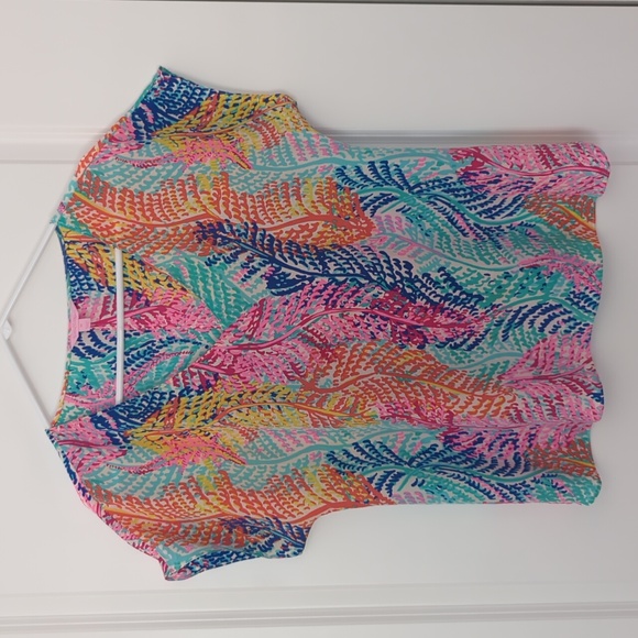 Lilly Pulitzer Asher Silk Blouse Top Electric Feel size Medium - Picture 4 of 11